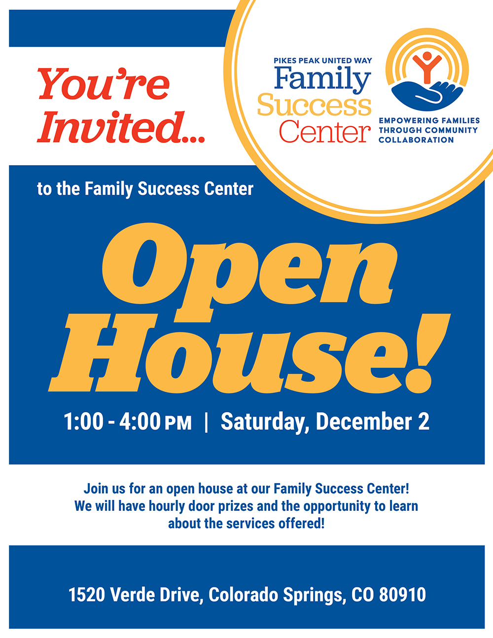 Family Success Center You're invited open house flyer